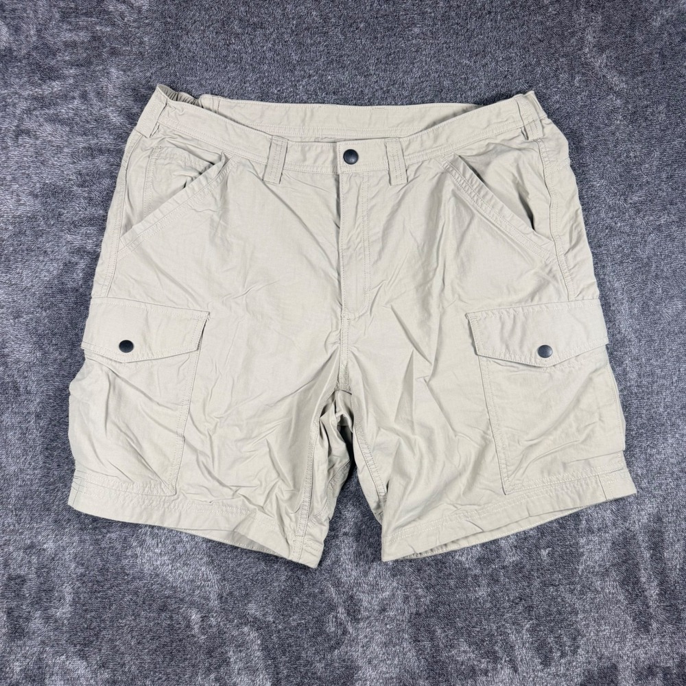Duluth Trading Co Mens 38 Tan Nylon Ripstop Cargo Shorts Hiking Outdoor Utility